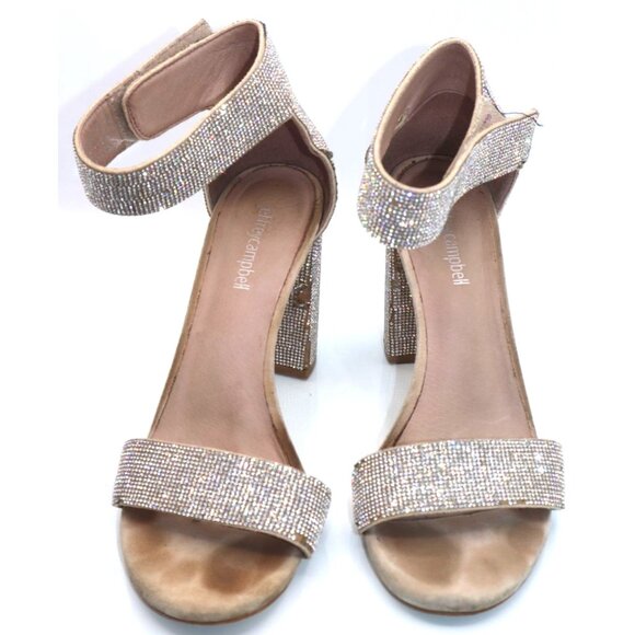 Jeffrey Campbell Glitter Block Heel Ankle Stap Glam Night Out Party Urban Chic - Picture 1 of 12